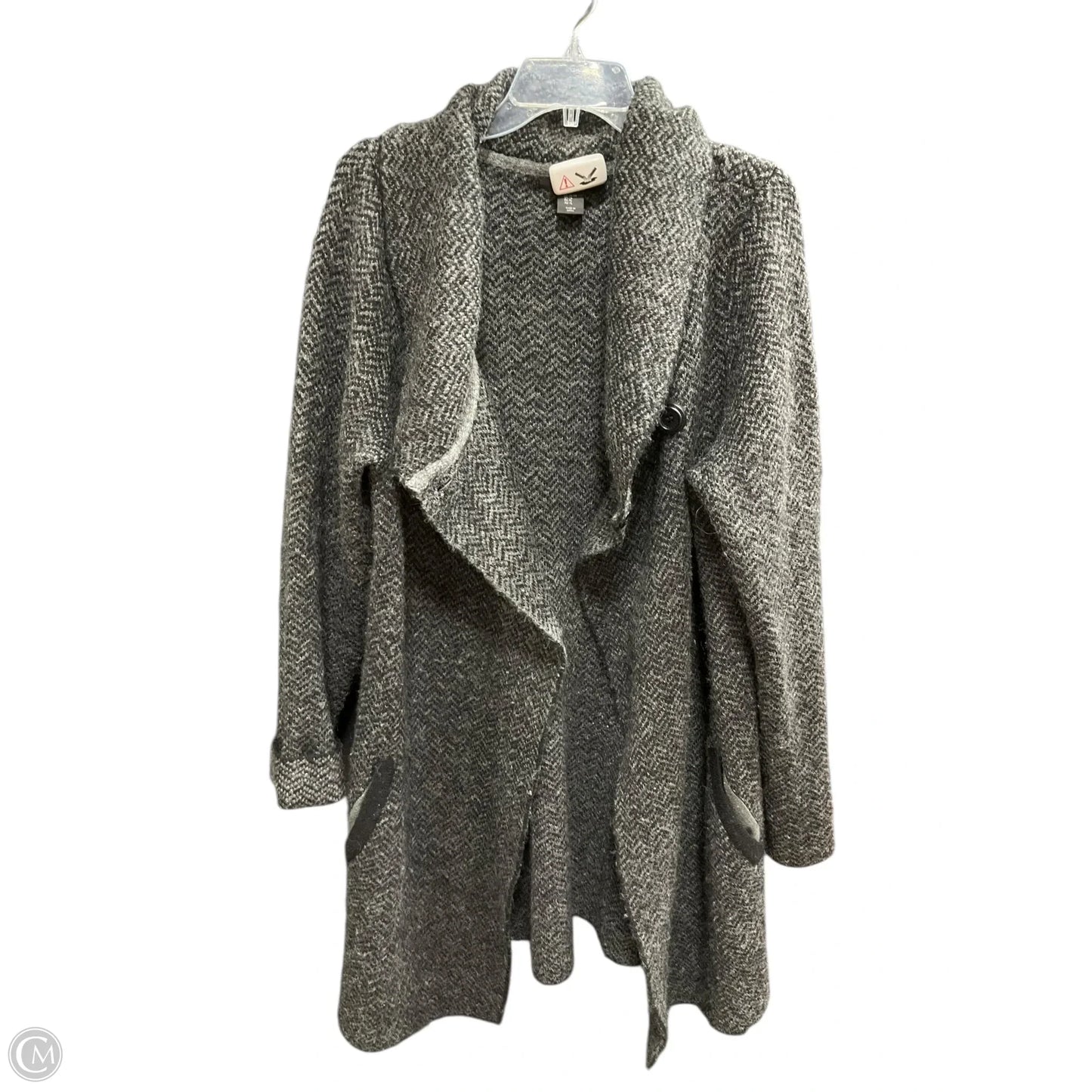 Sweater Cardigan By Tahari By Arthur Levine In Black & Grey, Size: Xl
