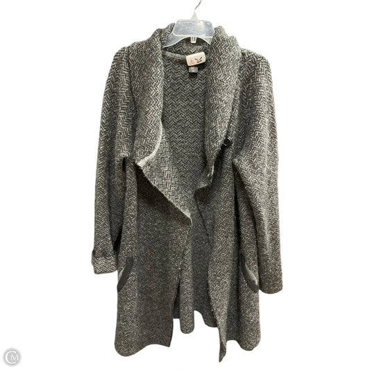 Sweater Cardigan By Tahari By Arthur Levine In Black & Grey, Size: Xl