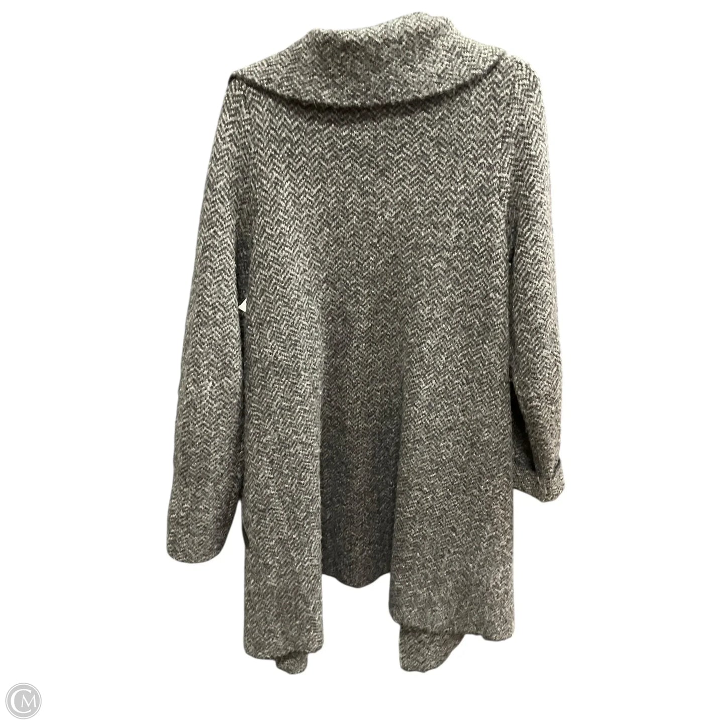 Sweater Cardigan By Tahari By Arthur Levine In Black & Grey, Size: Xl