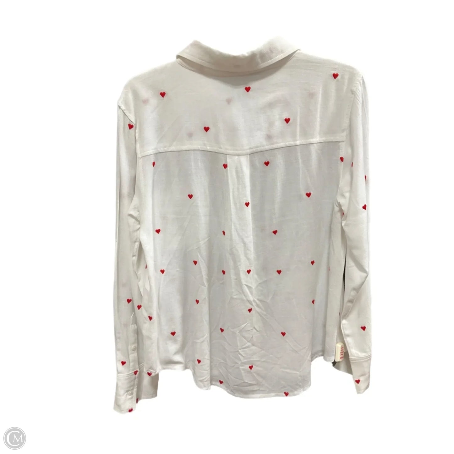 Blouse Long Sleeve By By Together In Cream & Red, Size: S