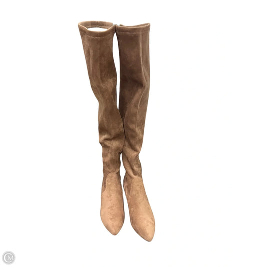 Boots Knee Heels By Clothes Mentor In Brown, Size: 9.5