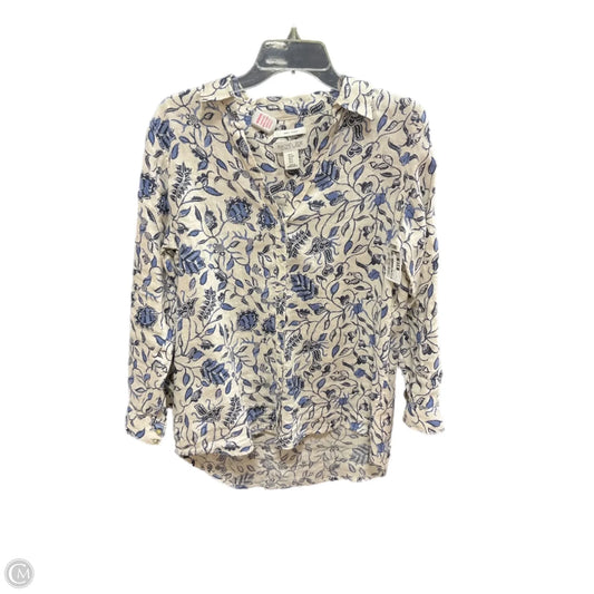 Blouse Long Sleeve By Rachel Zoe In Blue & Cream, Size: S
