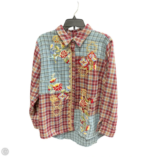 Blouse Long Sleeve By Paparazzi In Blue & Red, Size: Xl