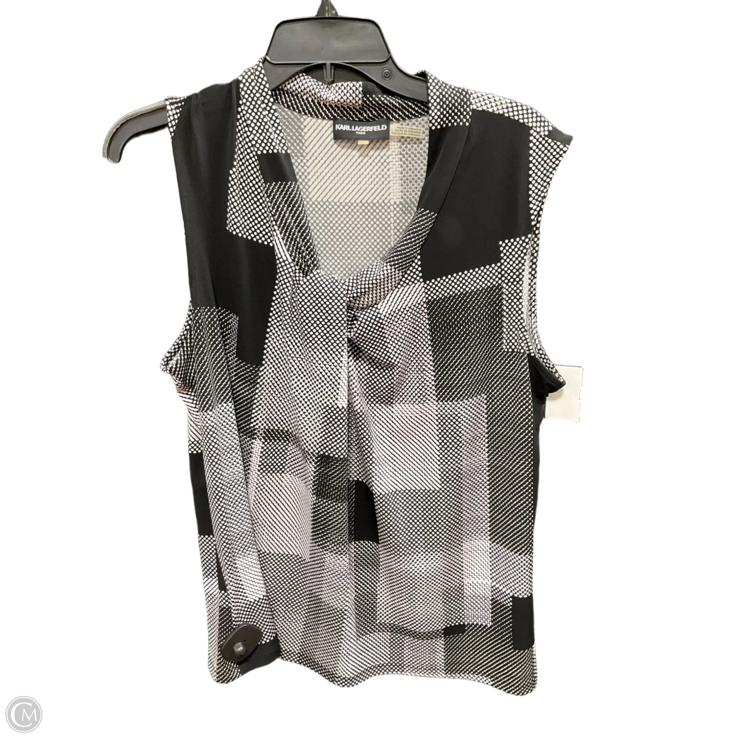 Top Short Sleeve Designer By Karl Lagerfeld In Black & White, Size: Xl