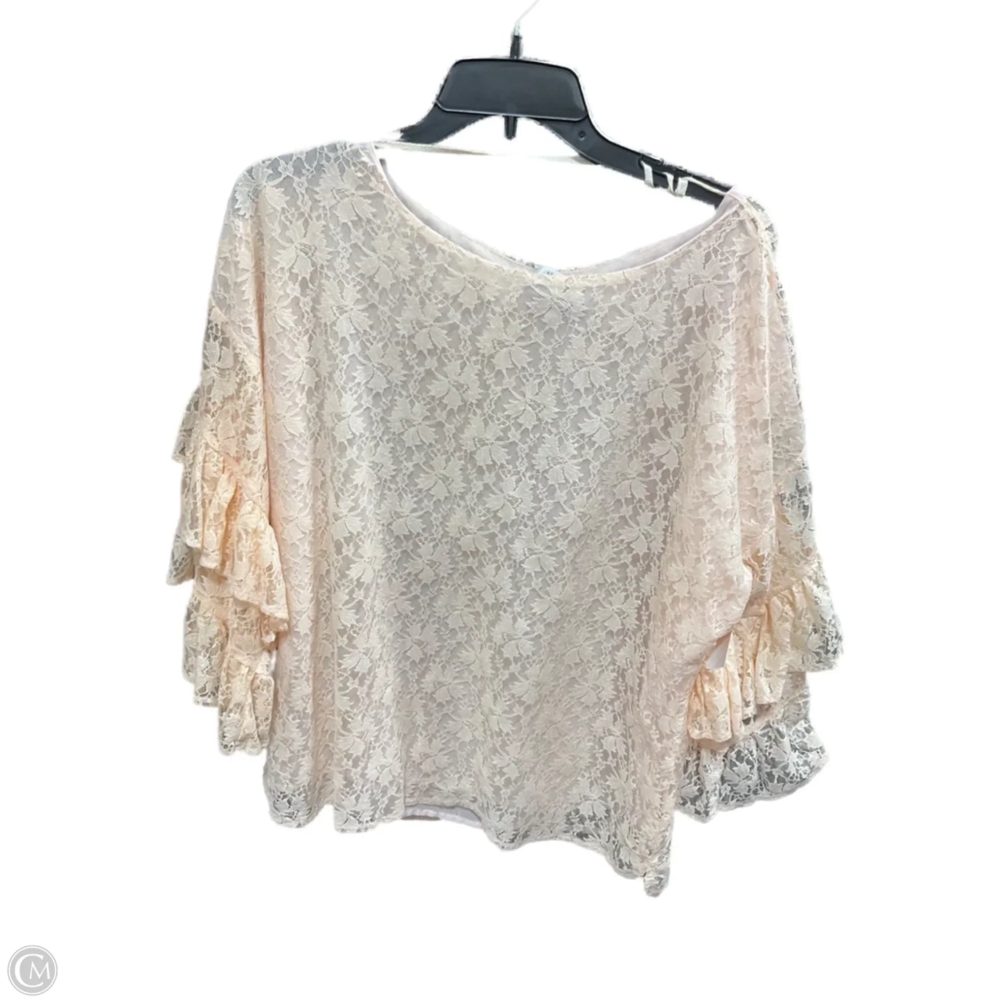 Top Short Sleeve By Anthropologie In Peach, Size: L