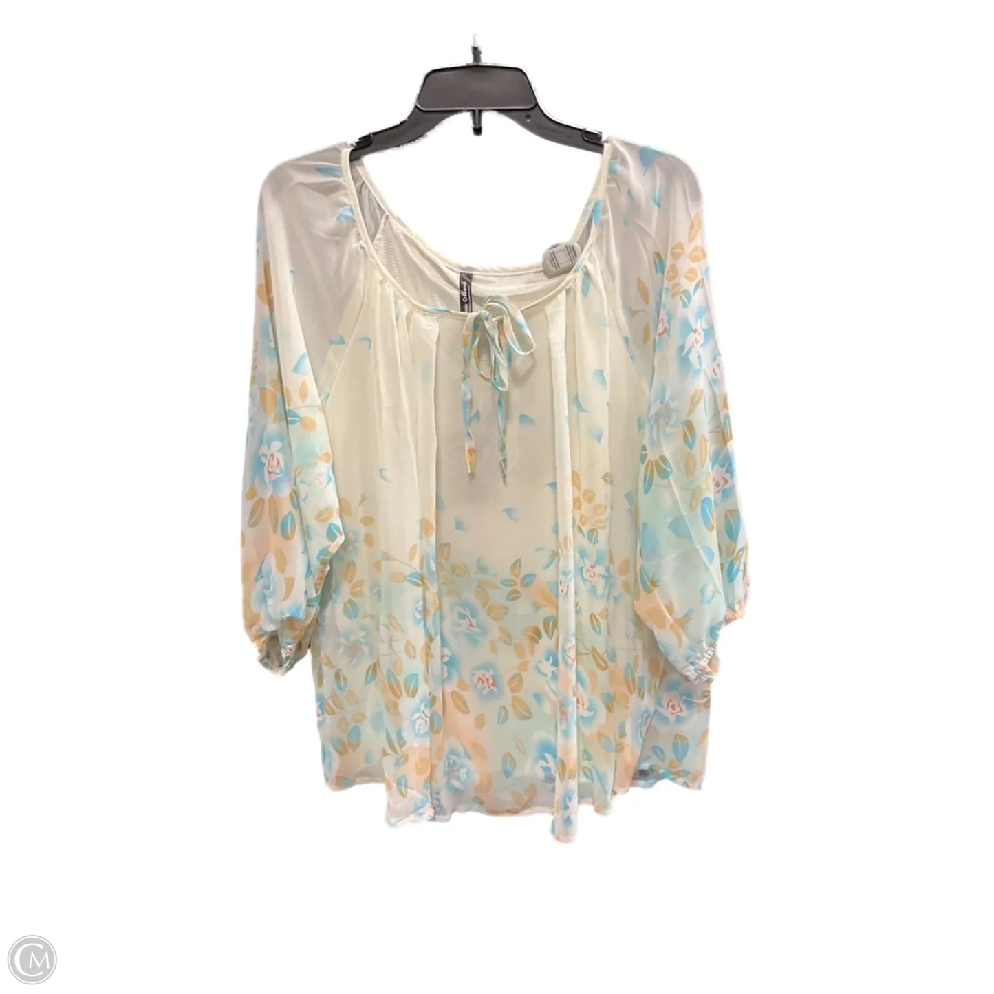 Top 3/4 Sleeve By Clothes Mentor In Cream, Size: 2x