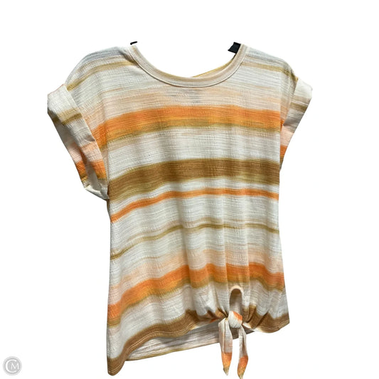 Top Short Sleeve By Simply Vera In Orange & White, Size: S