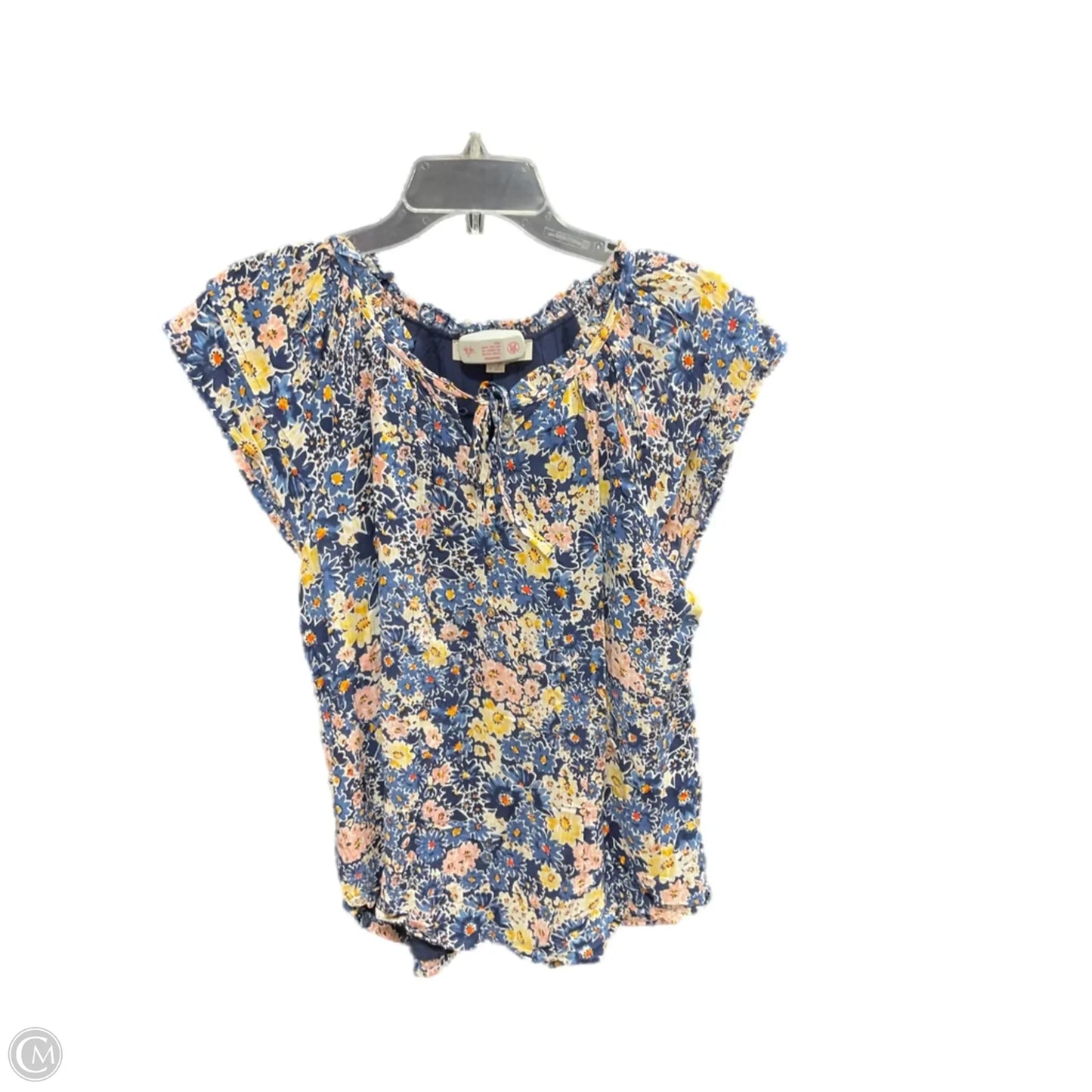 Top Short Sleeve By Loft In Blue & Yellow, Size: M