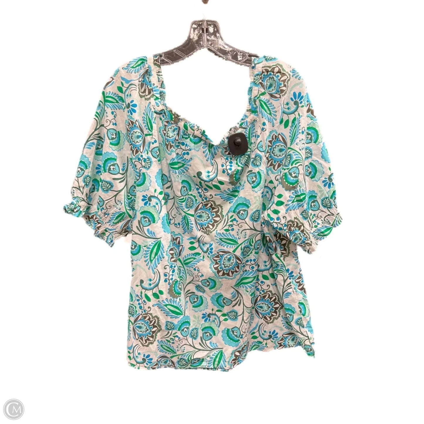 Top Short Sleeve By Talbots In Blue & Green, Size: 2x