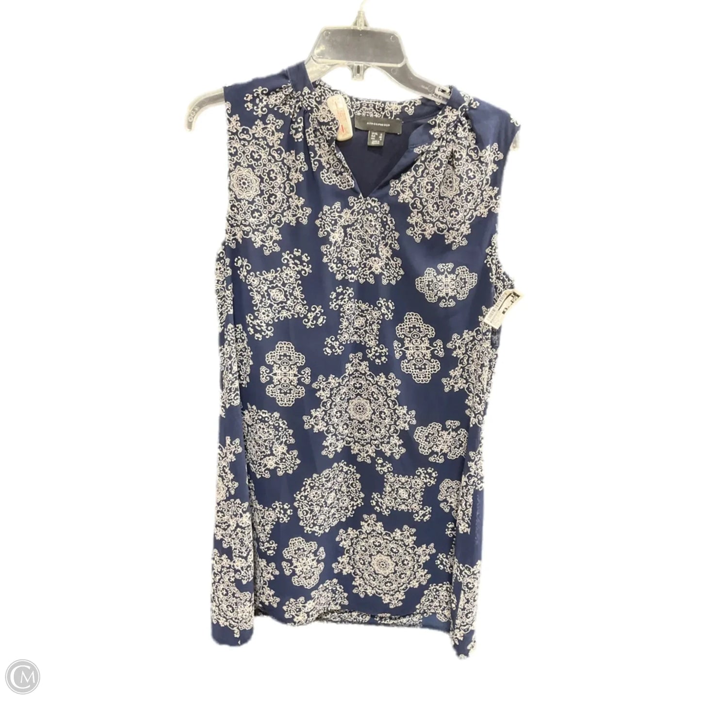 Dress Casual Midi By Atmosphere In Blue & White, Size: 8