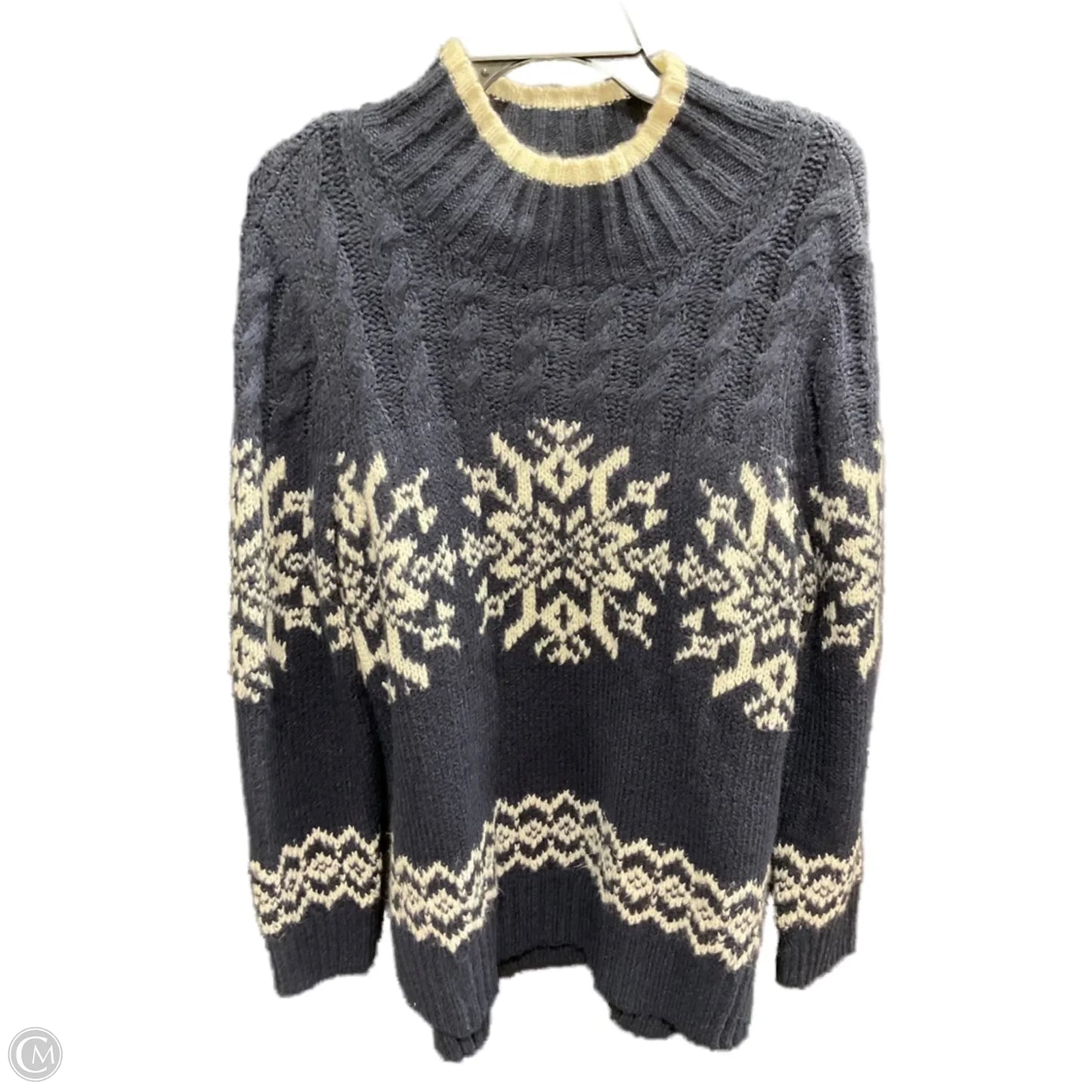 Sweater By Talbots In Blue & White, Size: L