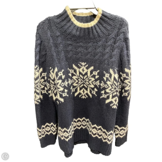 Sweater By Talbots In Blue & White, Size: L