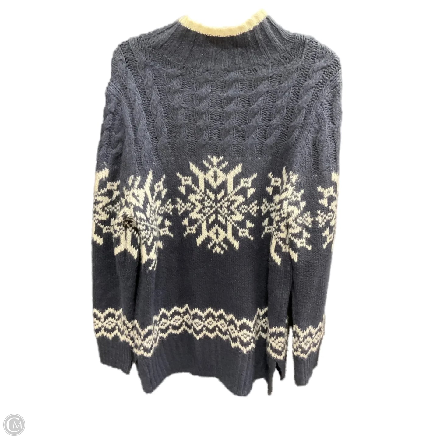 Sweater By Talbots In Blue & White, Size: L