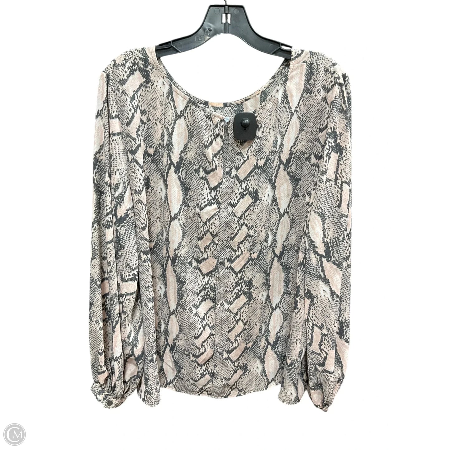 Top 3/4 Sleeve By Worthington In Grey & Pink, Size: Xxl