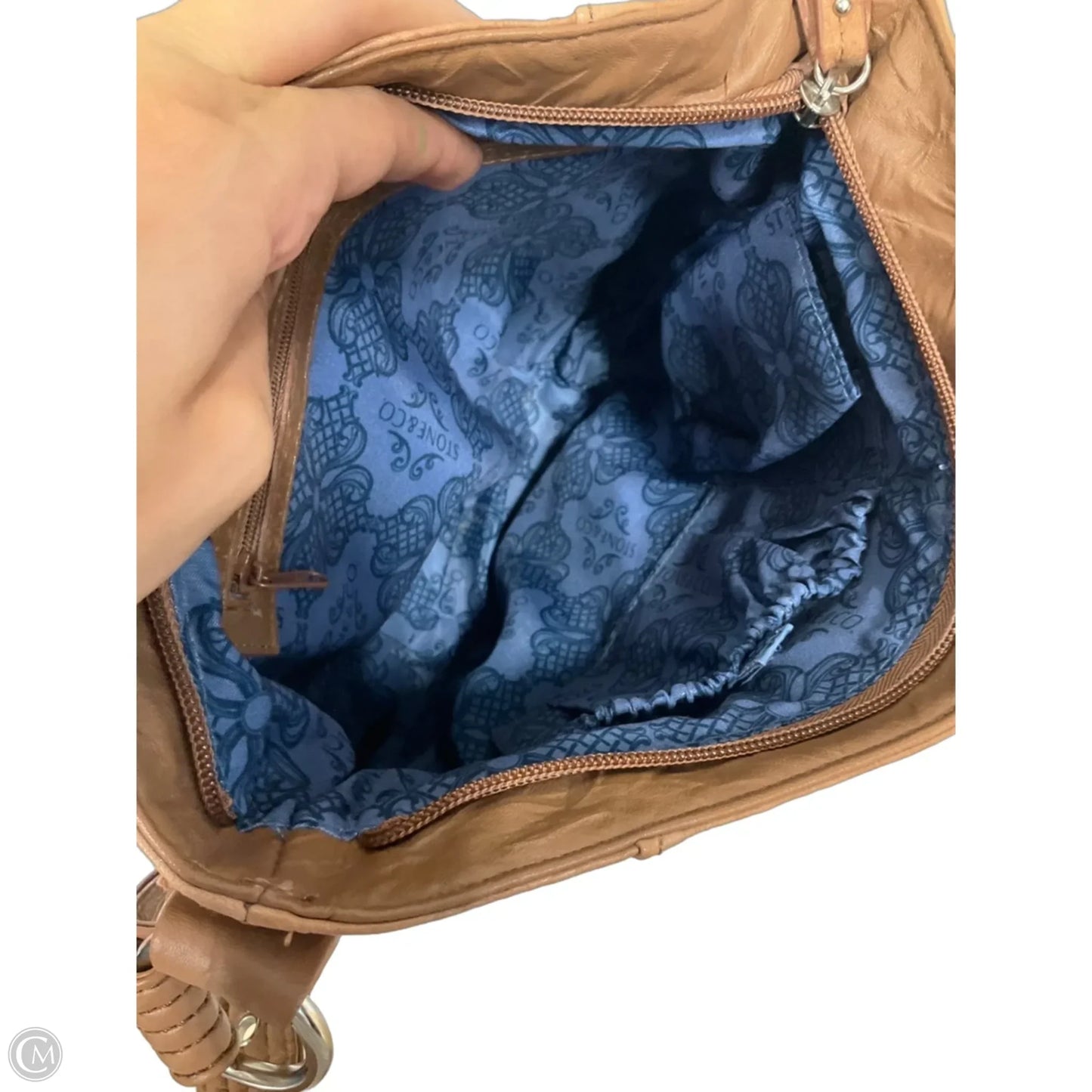 Handbag Leather By Stone Mountain, Size: Small