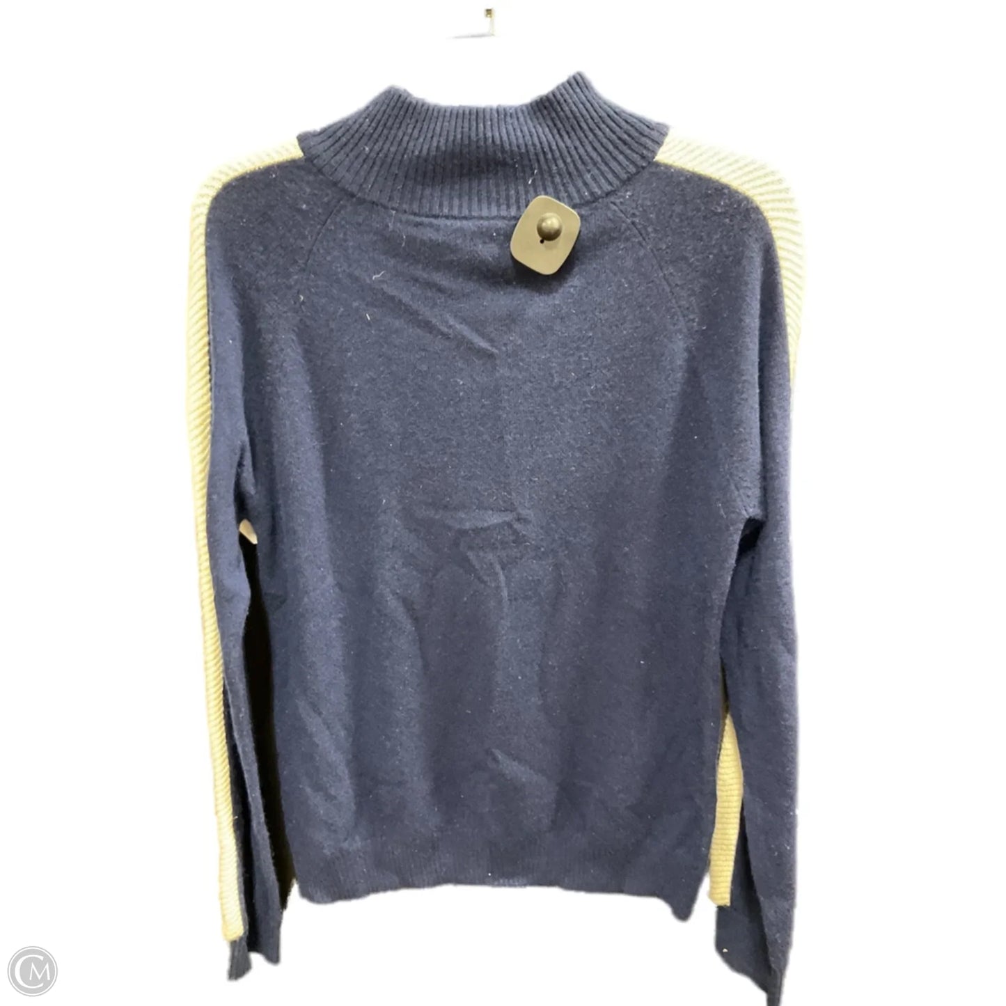 Sweater Cardigan Cashmere By Clothes Mentor In Blue & Cream, Size: S