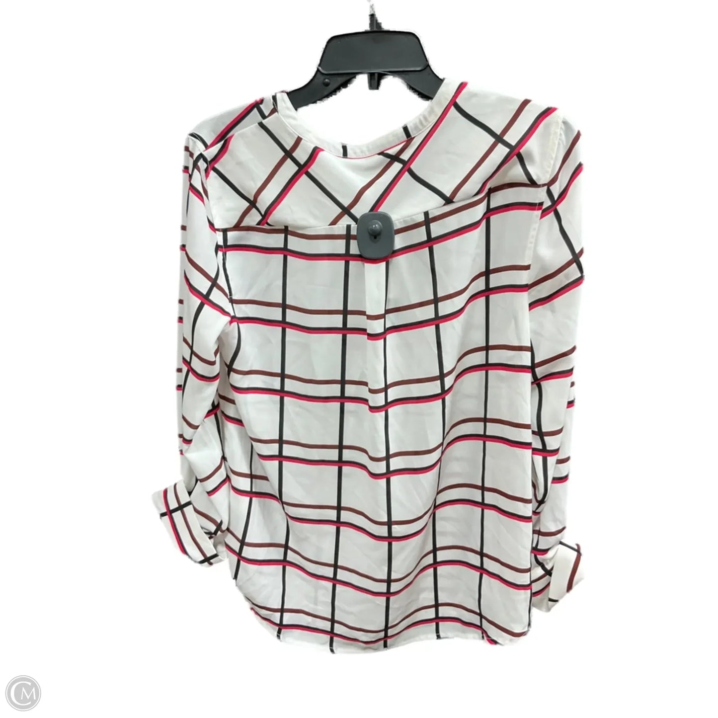 Top Long Sleeve By Banana Republic In Pink & White, Size: M
