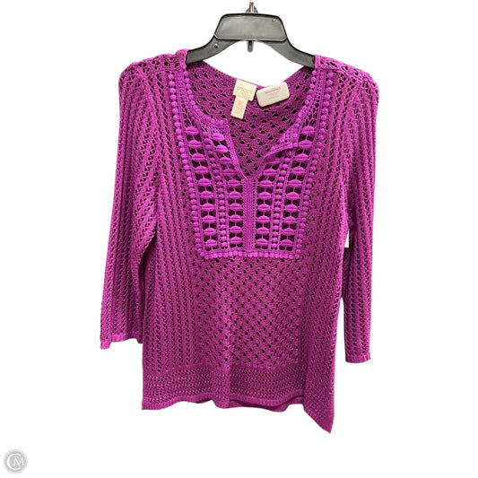 Sweater Cardigan By Chicos In Purple, Size: M