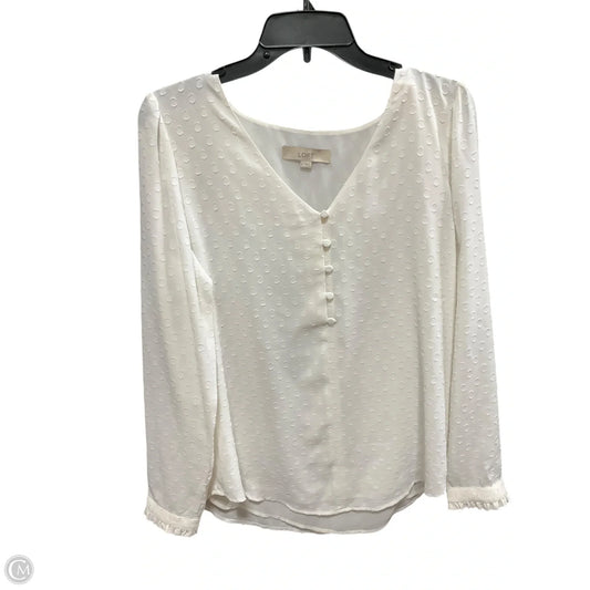 Top Long Sleeve By Loft In Cream, Size: M