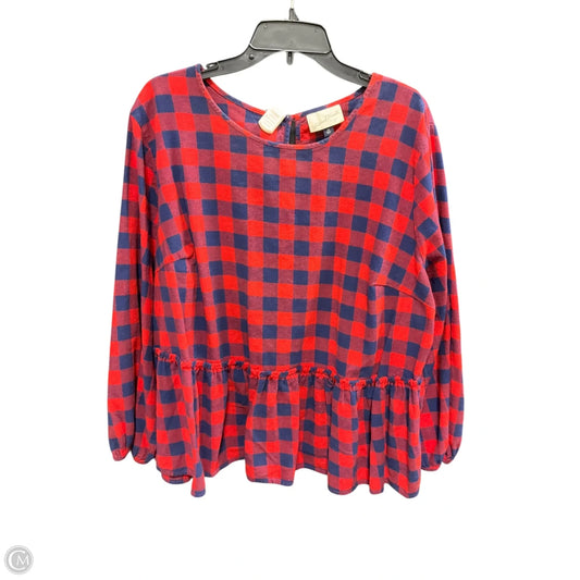 Top Long Sleeve By Universal Standard In Blue & Red, Size: 2x