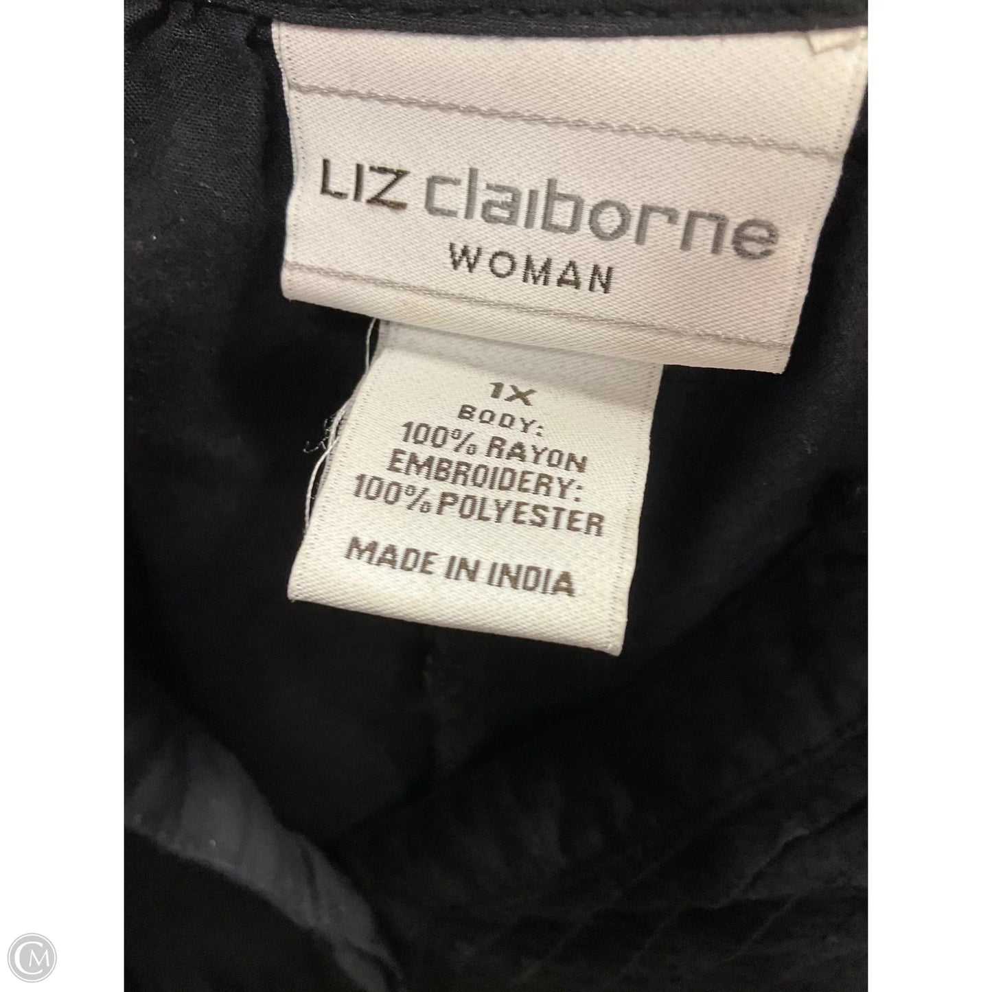 Top 3/4 Sleeve By Liz Claiborne In Black, Size: 1x