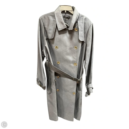 Coat Trench Coat By Clothes Mentor In Blue, Size: 3x