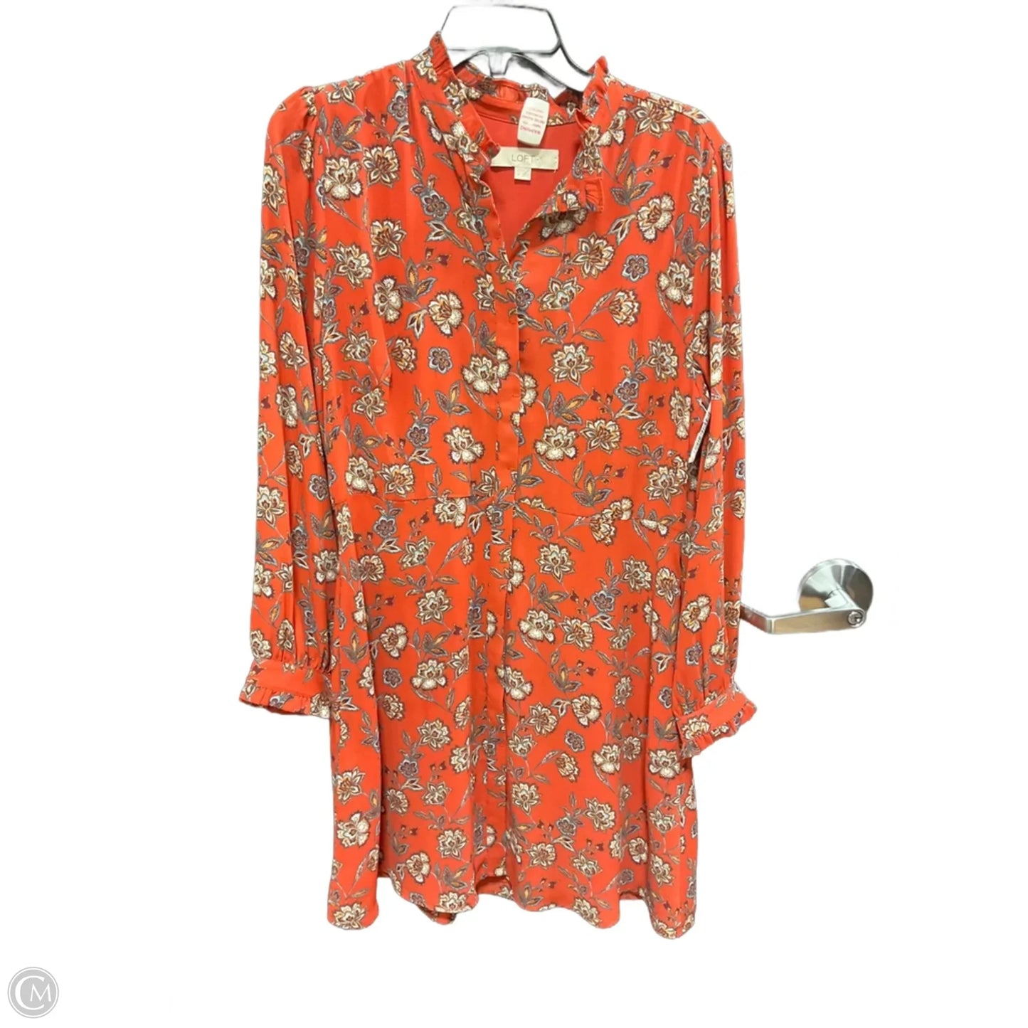 Dress Casual Midi By Loft In Blue & Orange, Size: 10