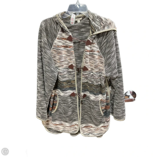 Sweater Cardigan By Ecote In Black & Tan, Size: L