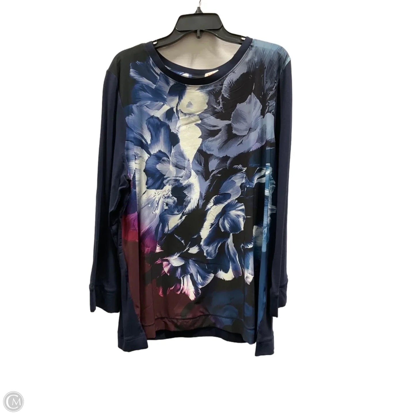 Top Long Sleeve By Chicos In Black & Blue, Size: 20