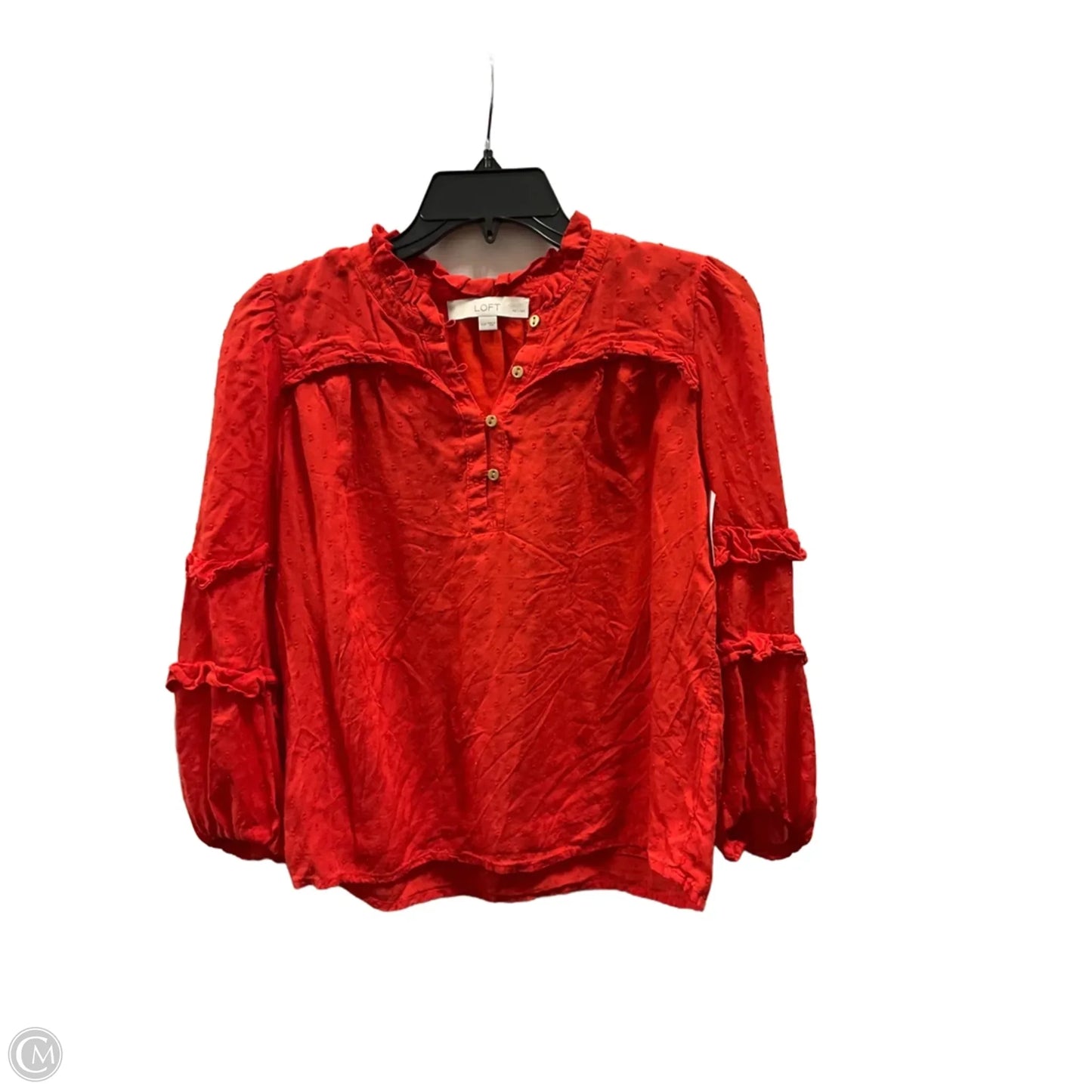 Top Long Sleeve By Loft In Red, Size: Xxs