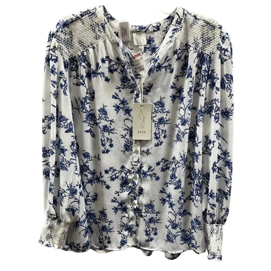 Top Long Sleeve By Joie In Blue & White, Size: 1x