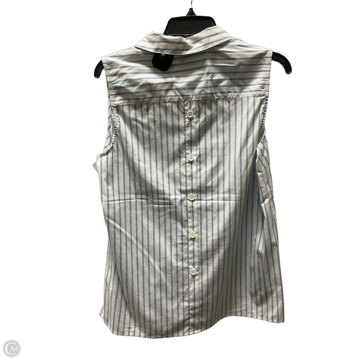 Blouse Sleeveless By Anne Klein In Blue & White, Size: M