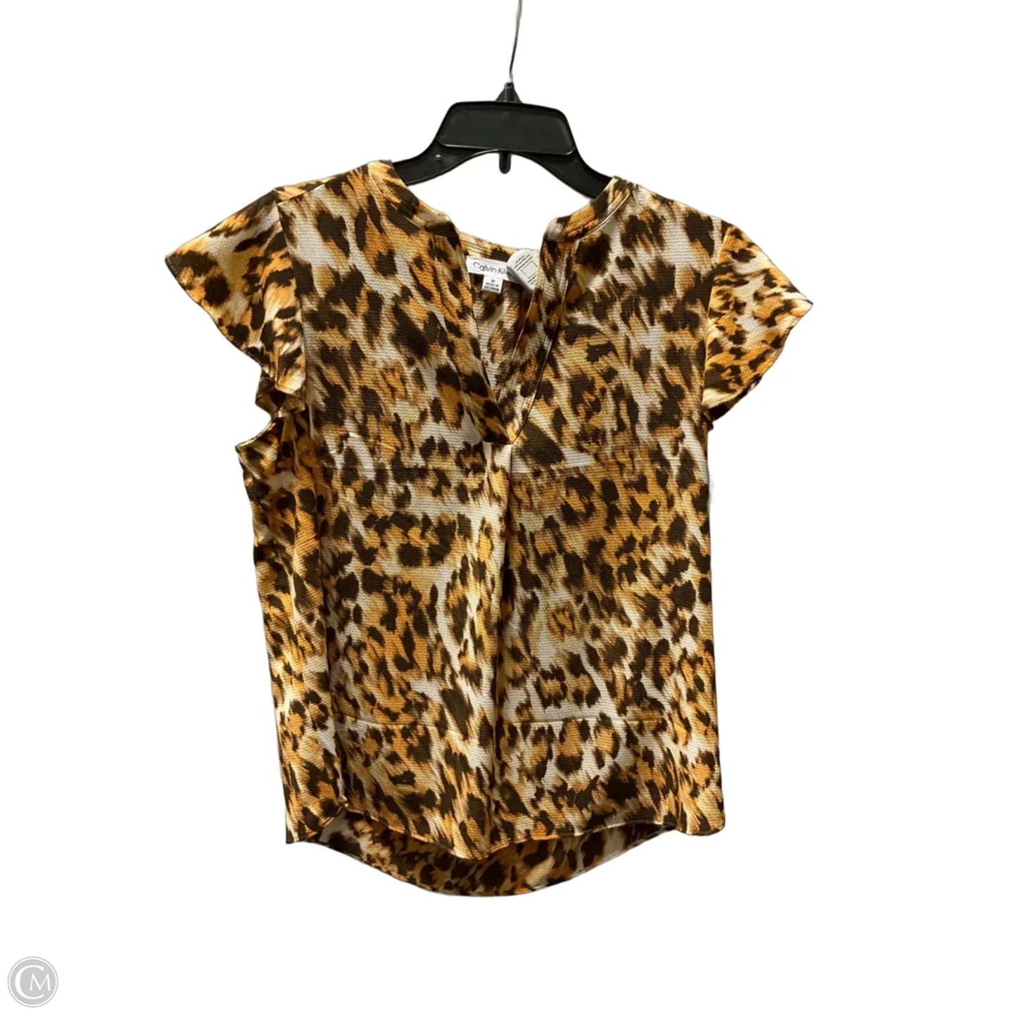 Top Sleeveless By Calvin Klein In Brown & Orange, Size: M