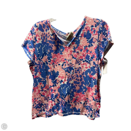 Top Short Sleeve By Talbots In Blue & Pink, Size: Xl