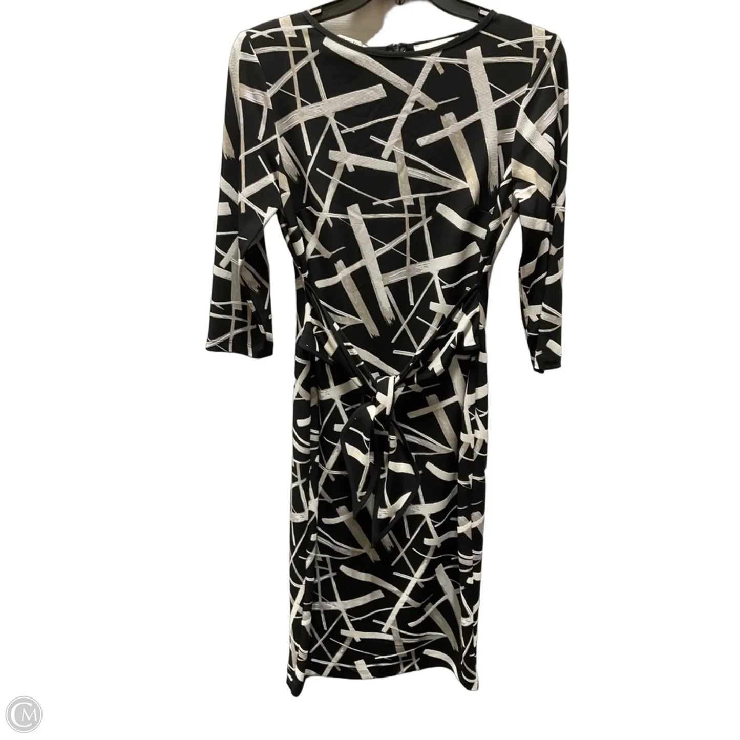 Dress Casual Midi By Joseph Ribkoff In Black & Cream, Size: 6