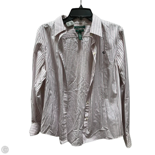 Blouse Long Sleeve By Lauren By Ralph Lauren In Black & Pink, Size: L