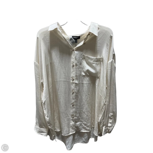 Blouse Long Sleeve By Express In Cream, Size: Xl