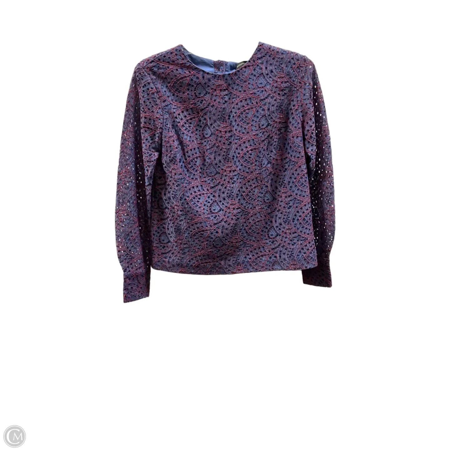 Top Long Sleeve By Banana Republic In Blue & Red, Size: Xs
