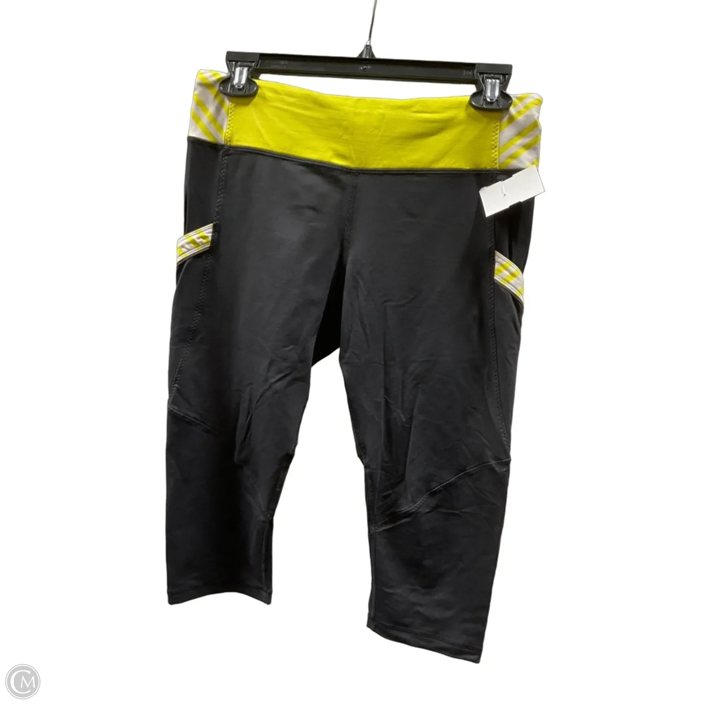 Athletic Capris By Lululemon In Black & Yellow, Size: 8