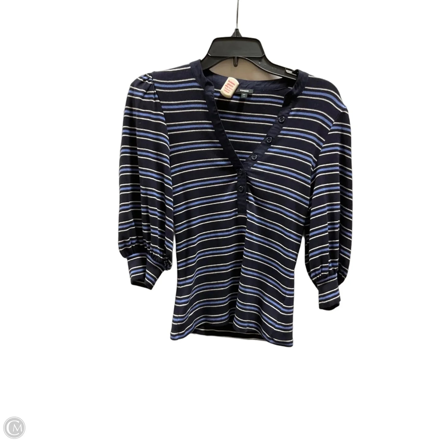 Top Short Sleeve By Express In Black & Blue, Size: S