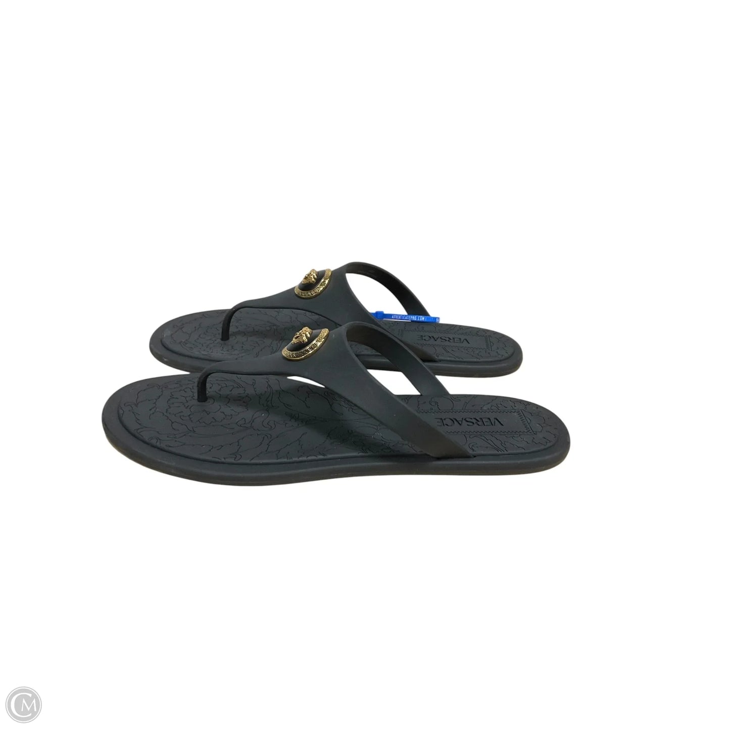 Sandals Luxury Designer By Versace In Black, Size: 9