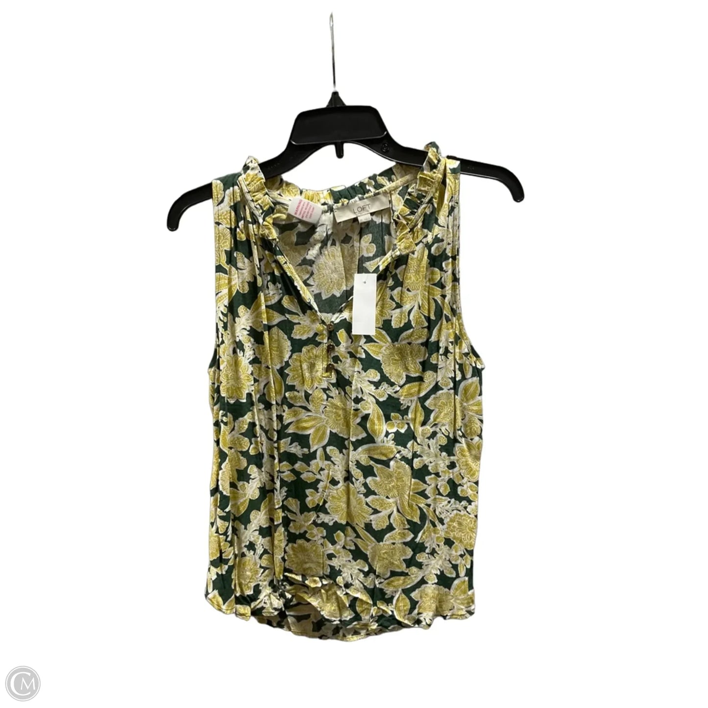Top Sleeveless By Loft In Green & Yellow, Size: M