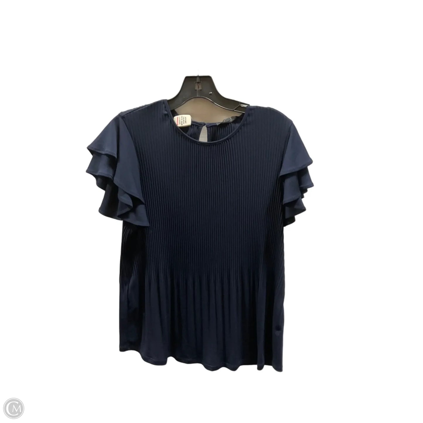 Top Short Sleeve By Adrianna Papell In Navy, Size: M