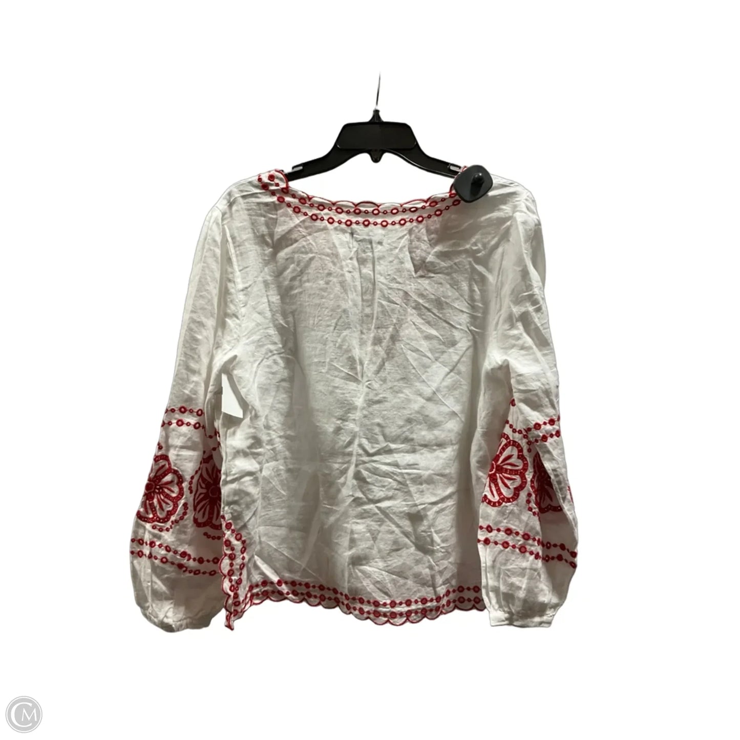 Top 3/4 Sleeve By J. Crew In Red & White, Size: M