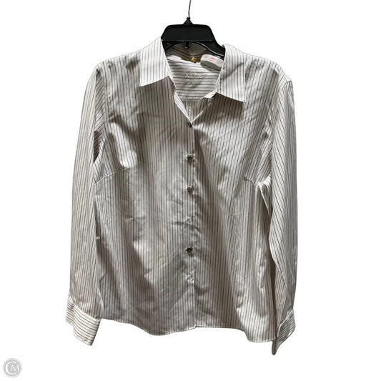 Blouse Long Sleeve By Alex Marie In Tan & White, Size: 16