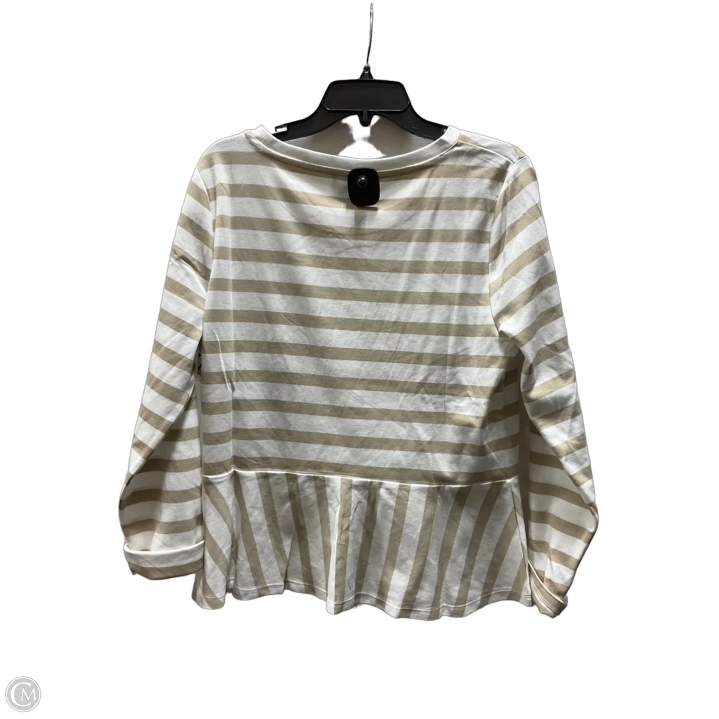 Top Long Sleeve By Talbots In Tan & White, Size: L