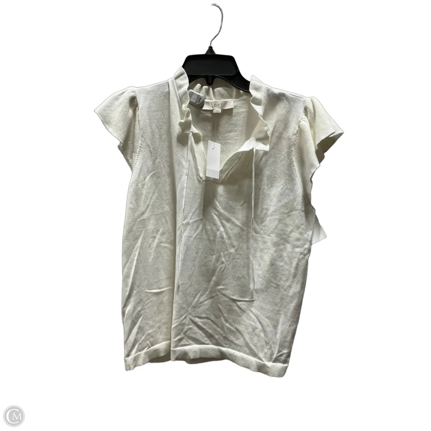 Top Short Sleeve By Loft In Cream, Size: M