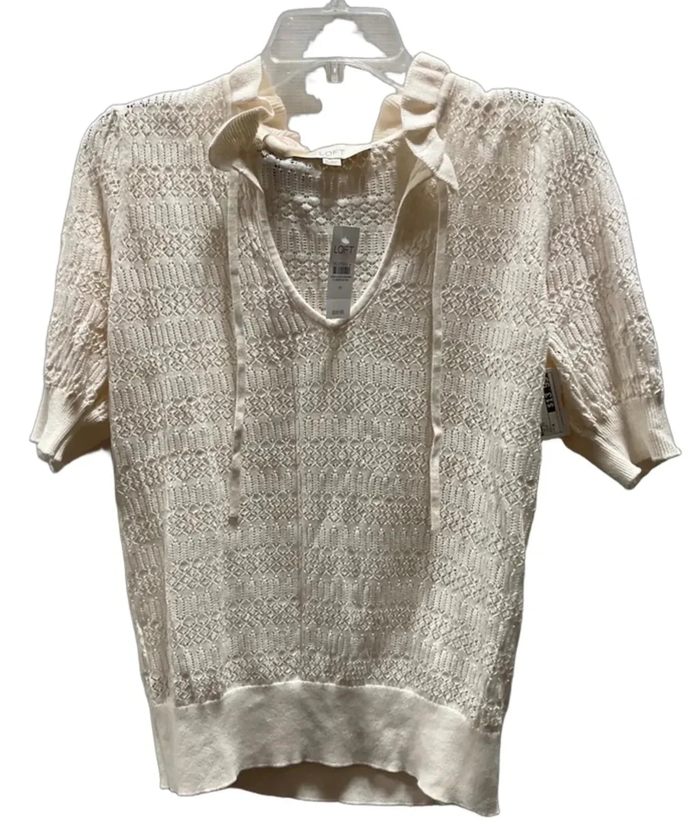 Top Short Sleeve By Loft In Cream, Size: M