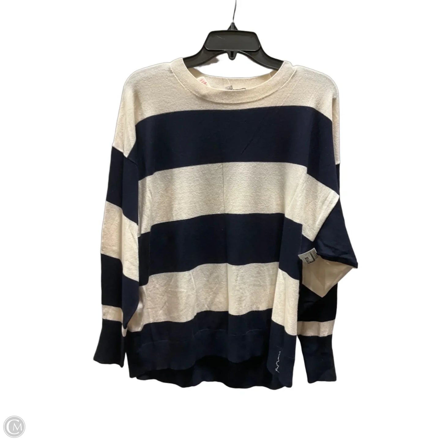 Top Long Sleeve By Loft In Blue & Cream, Size: M