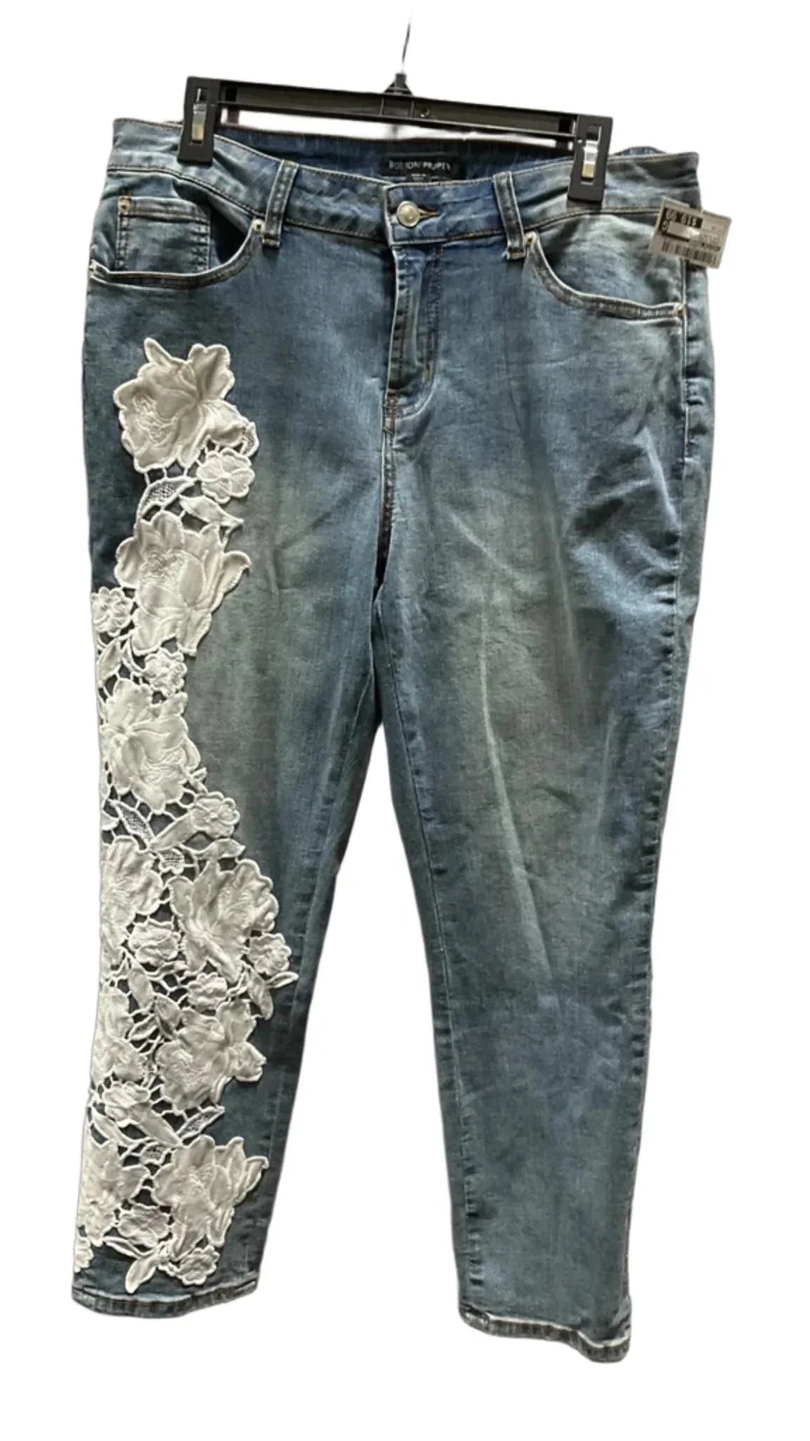 Jeans Straight By Boston Proper In Blue & White, Size: 12